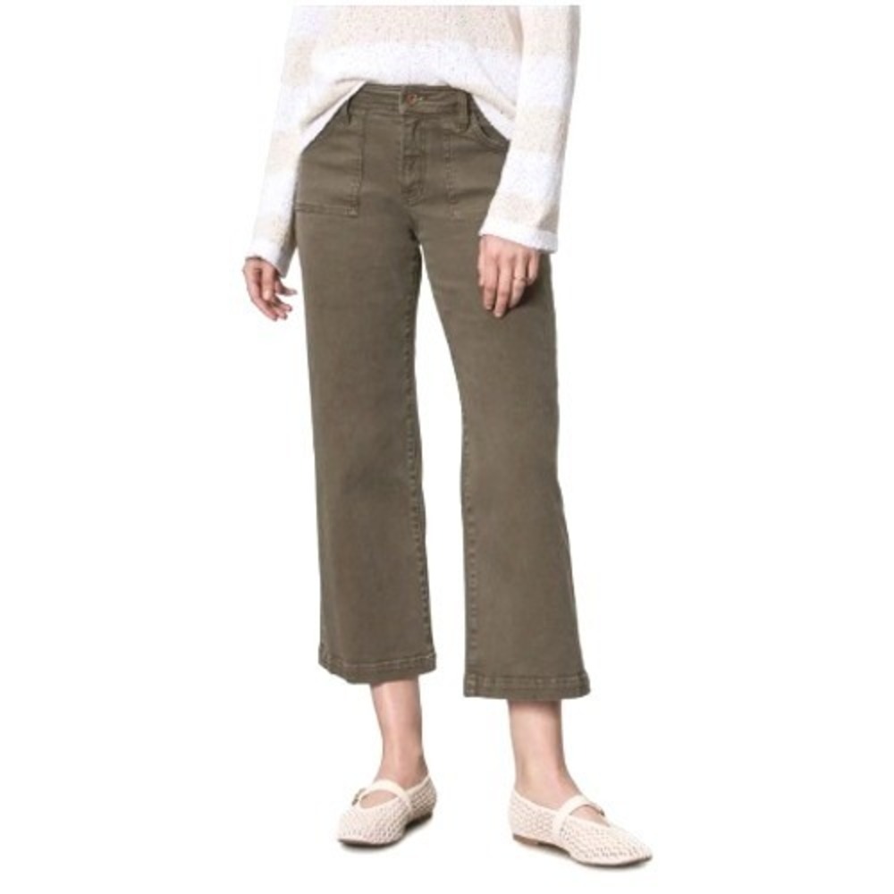 Sanctuary League Crop Wide Leg Pants Womens 31 Olive Green Utility Casual Travel